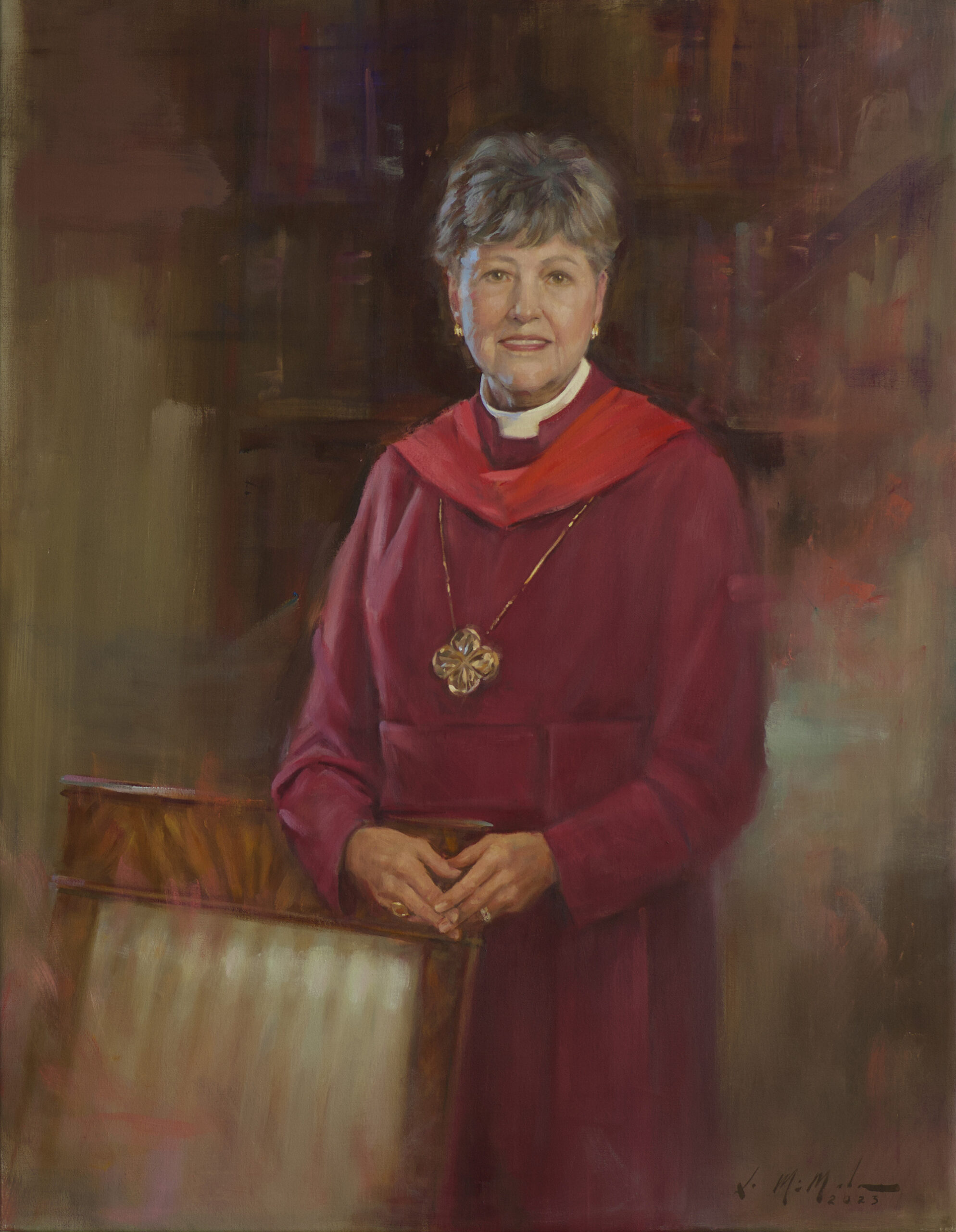private portrait clergy woman red robe